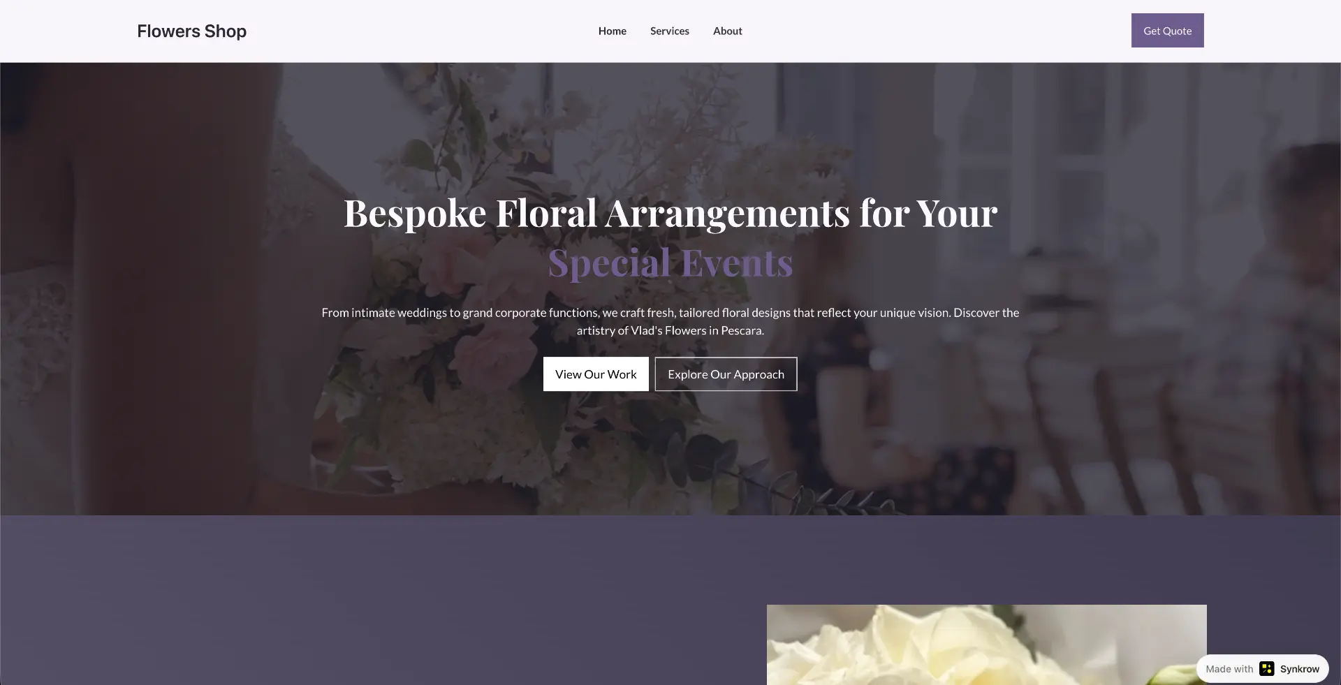 Flower shop website built with Synkrow